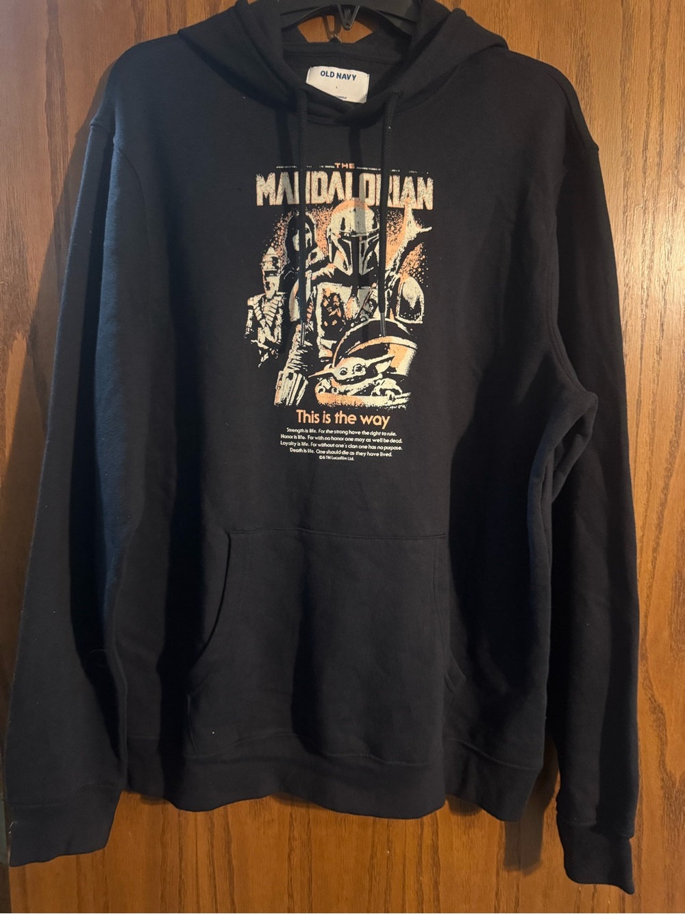 Old Navy Black Graphic Pullover Hoodie with The Mandalorian Print